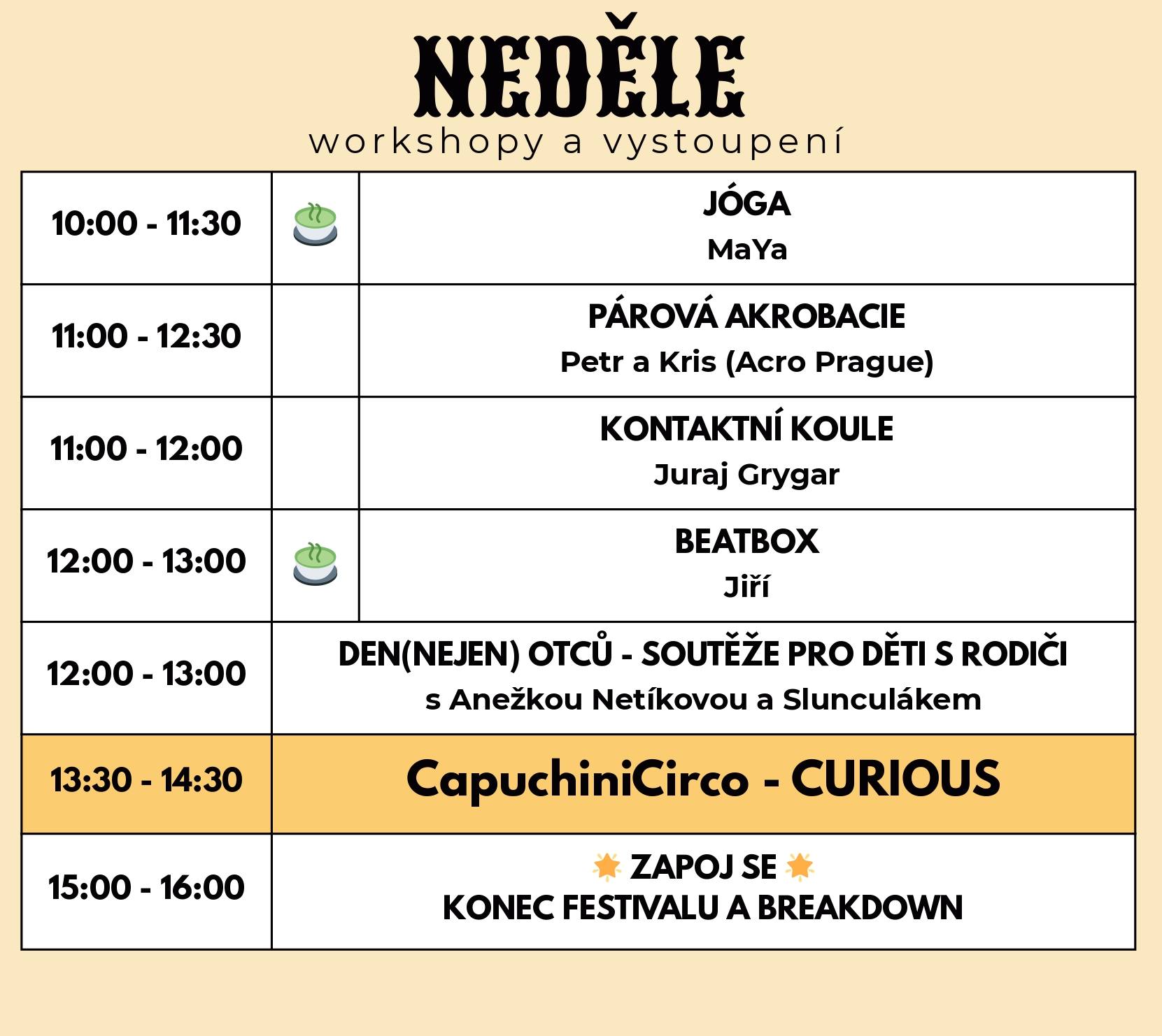 CCF 2025 program neděle